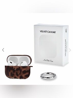 Velvet Caviar Leopard Print AirPods Pro Case with Silver Ring - Brown